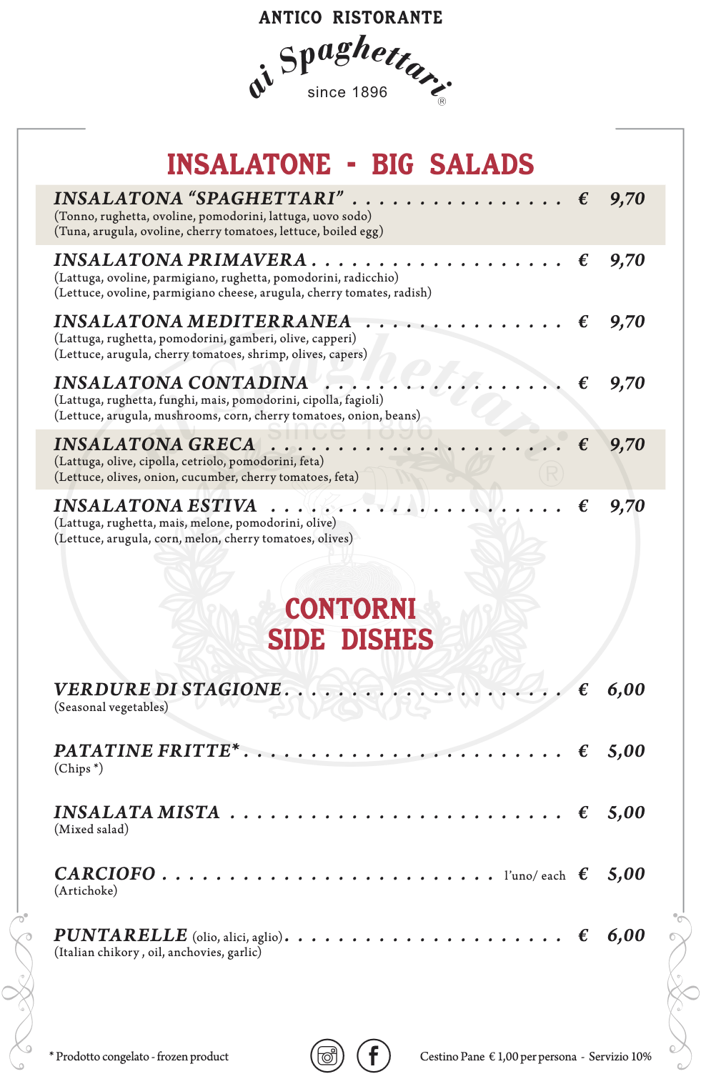 Menù insalatone e contorni